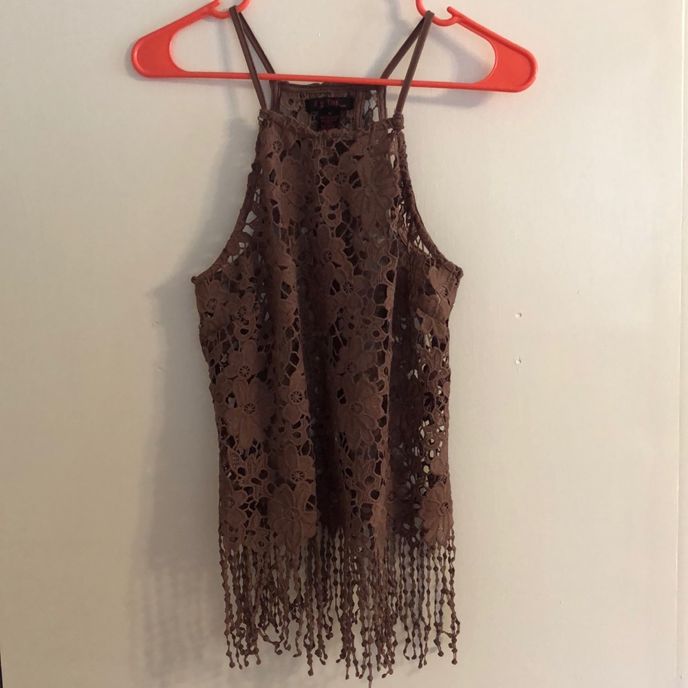 Lace top with slit back